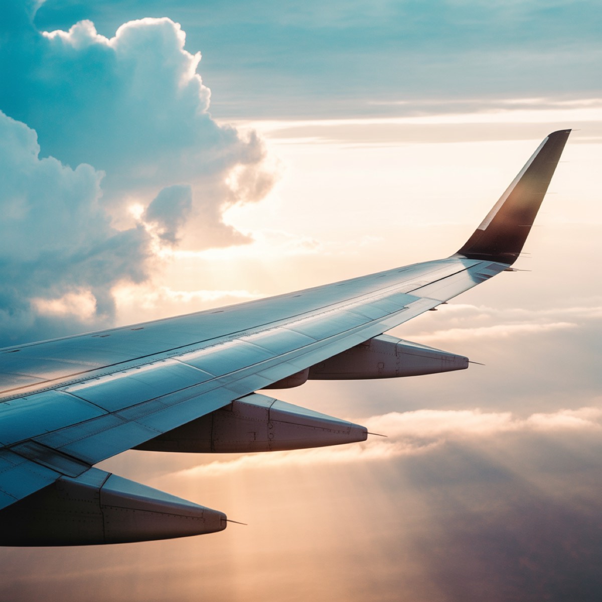 Aircraft wing above the clouds